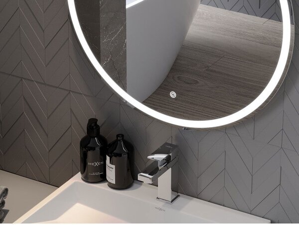 Mexen Gobi osvetlené kúpeľňové zrkadlo okrúhle, 60 cm, LED 6000K, proti zahmlievaniu - 9801-060-060-611-00
