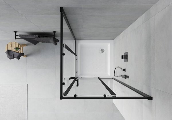 Mexen Rio štvorcový sprchový kút 70 x 70 cm, transparentný, čierny + sprchová vanička Rio, biela - 860-070-070-70-00-4510