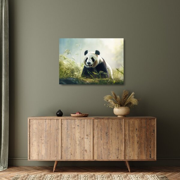 Sklenený obraz - Panda (70x50 cm)