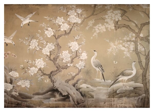 Sklenený obraz - Kreslená japonská krajina (70x50 cm)