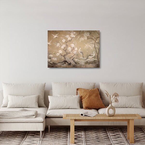Sklenený obraz - Kreslená japonská krajina (70x50 cm)