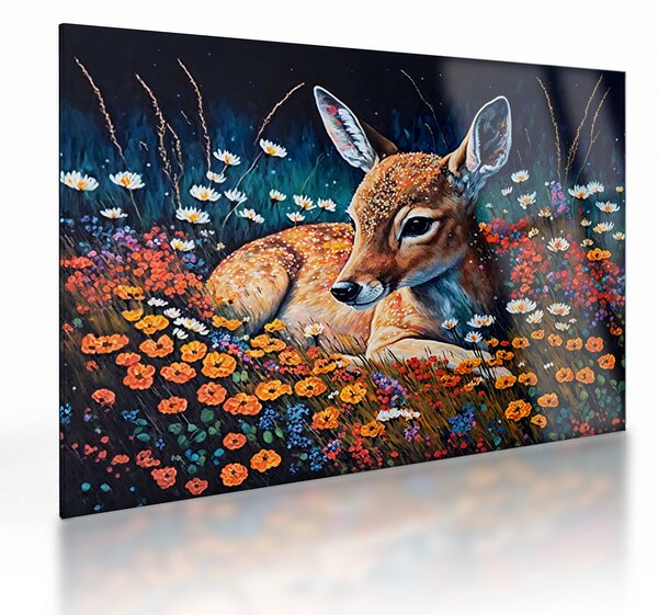 Sklenený obraz - Maľované srne (70x50 cm)
