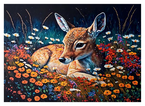 Sklenený obraz - Maľované srne (70x50 cm)