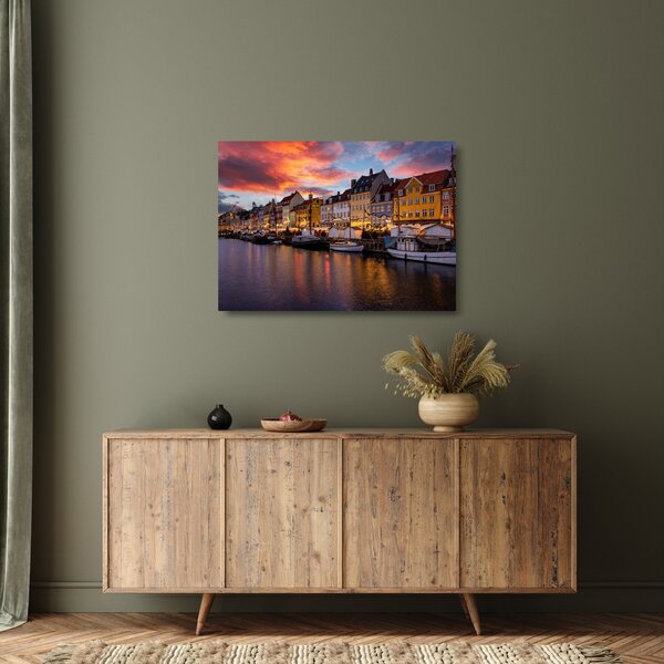 Sklenený obraz - Nyhavn, Kodaň (70x50 cm)