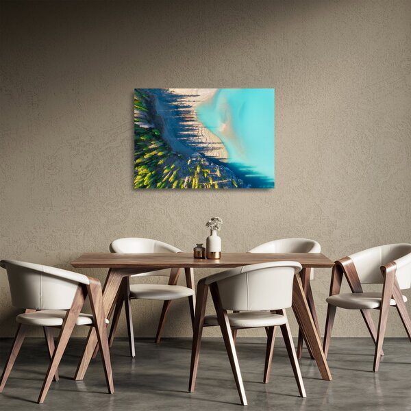 Sklenený obraz - Pohľad na jazero (70x50 cm)