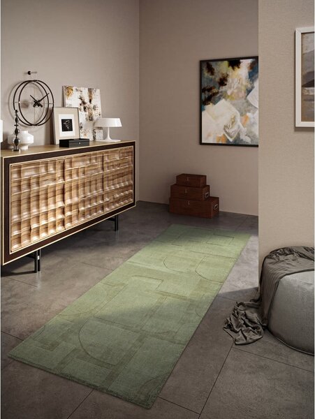 Zelený ručne tkaný vlnený behúň 80x250 cm Alexis – Villeroy&Boch