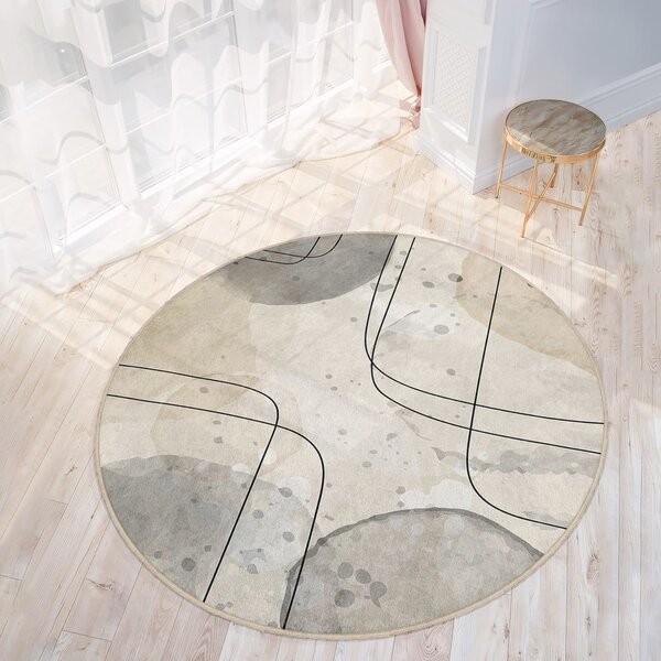 Béžový prateľný okrúhly koberec ø 100 cm Simple Lines – Mila Home