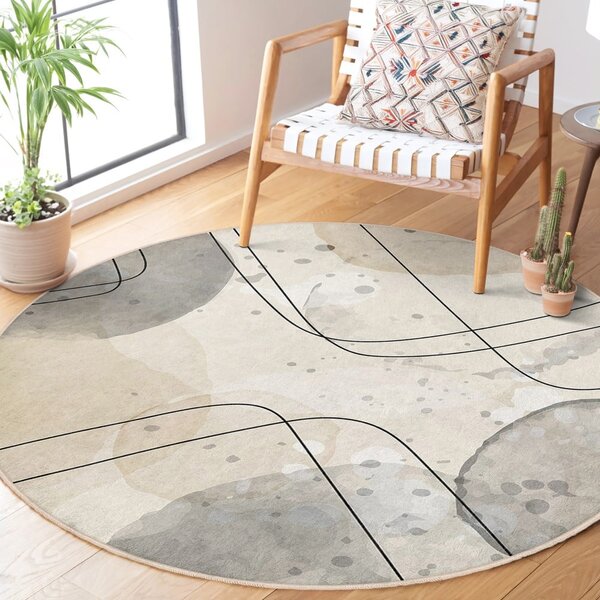 Béžový prateľný okrúhly koberec ø 100 cm Simple Lines – Mila Home