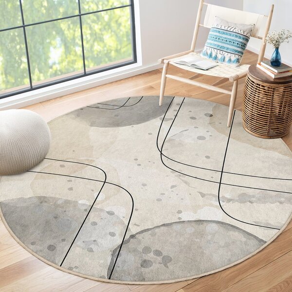 Béžový prateľný okrúhly koberec ø 100 cm Simple Lines – Mila Home