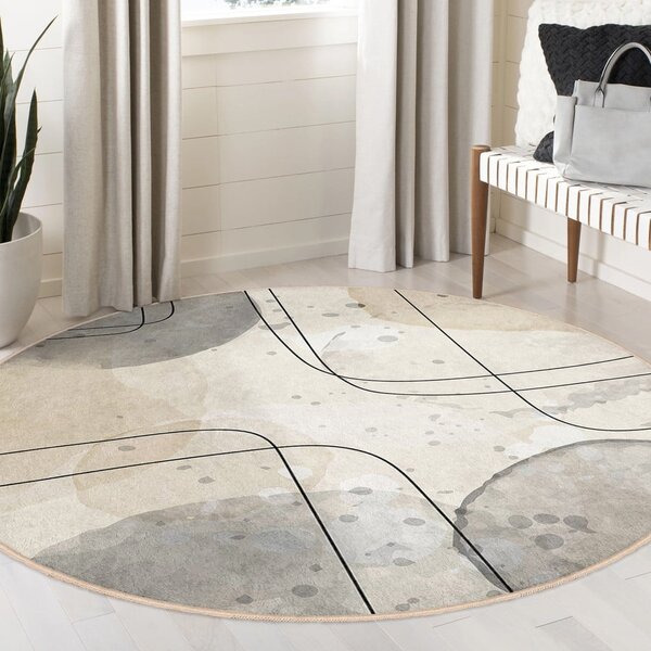 Béžový prateľný okrúhly koberec ø 100 cm Simple Lines – Mila Home
