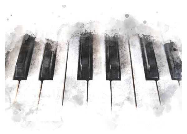 Sklenený obraz - Piano, aquarel (70x50 cm)