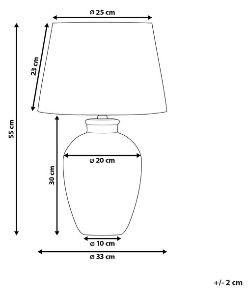 Stolná lampa biely keramický podstavec hnedé ľanové tienidlo minimalistický dizajn
