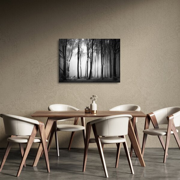 Sklenený obraz - Vlk v temnom lese (70x50 cm)