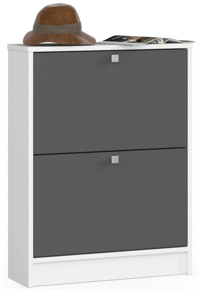 2 krídlový botník 60 cm, biely / sivý