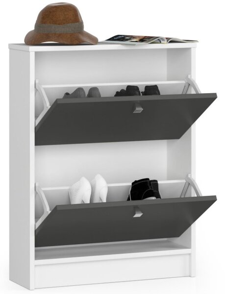 2 krídlový botník 60 cm, biely / sivý