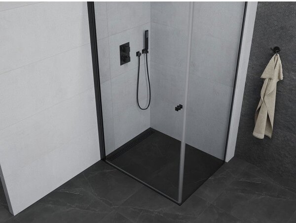 Mexen Pretoria sprchový kút sklápací 70 x 80 cm, priehľadný, čierny - 852-070-080-70-00