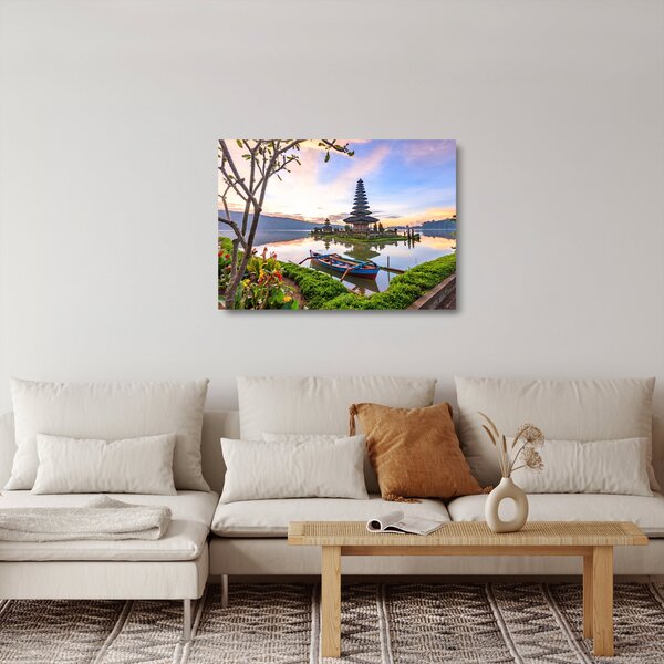 Sklenený obraz - Chrám Pura Bratan (70x50 cm)