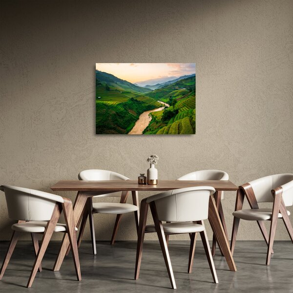 Sklenený obraz - Ryžové terasy II. (70x50 cm)