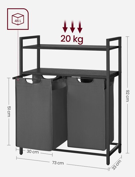 Kôš na bielizeň s 2 policami BLH211G01