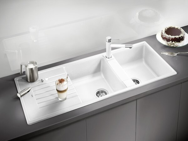Blanco Zia 8 S, silgranitový drez 1160x500x190 mm, 2-komorový, sivá vulkán, BLA-527392