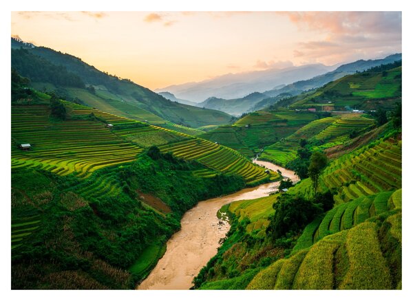 Sklenený obraz - Ryžové terasy II. (70x50 cm)