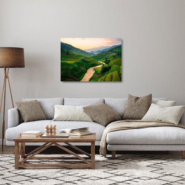 Sklenený obraz - Ryžové terasy II. (70x50 cm)