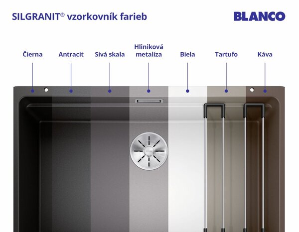 Blanco Subline 400-U, silgranitový drez pod pracovnú dosku 400x400x190 mm, 1-komorový, antracitová, BLA-523422