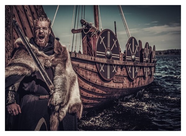 Sklenený obraz - Vikingský bojovník (70x50 cm)