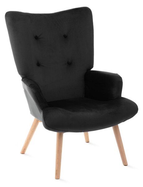 Kreslo MOSS zamatové čierne 921364