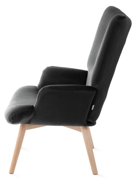 Kreslo MOSS zamatové čierne 921364