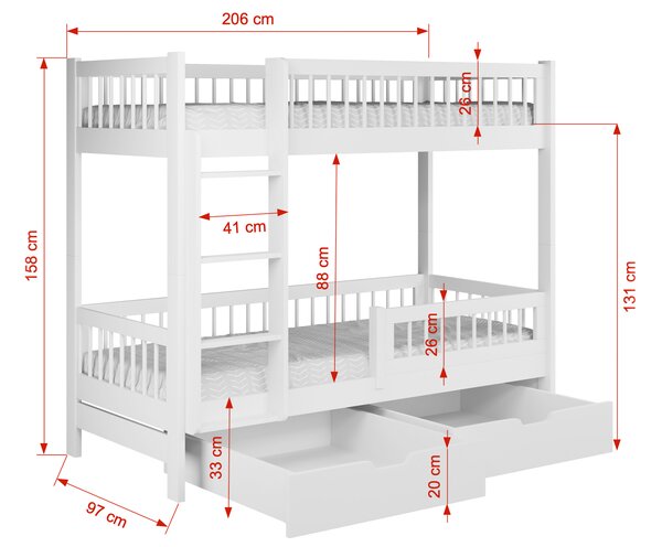 Poschodová posteľ s úložným priestorom Coen 90x200 - kašmír