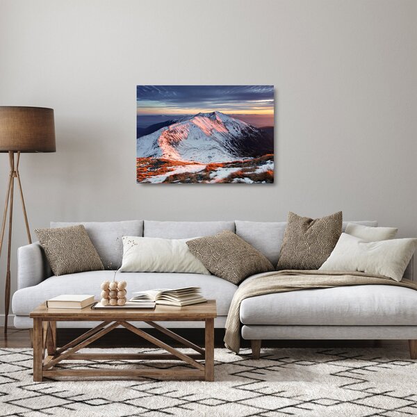 Sklenený obraz - Zimná horská panoráma II. (70x50 cm)