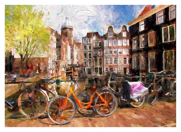 Sklenený obraz - Amsterdam, maľba (70x50 cm)