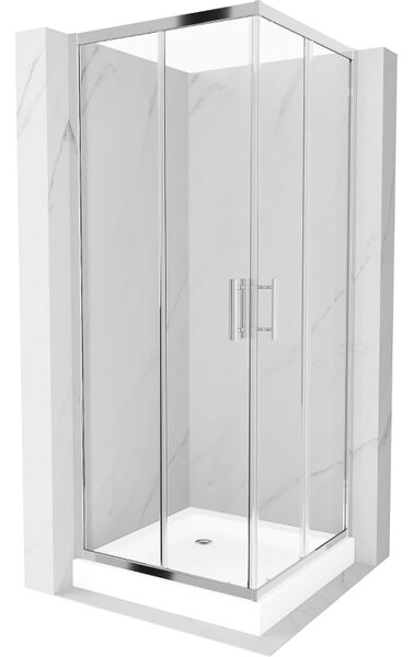 Mexen Rio štvorcový sprchový kút 70 x 70 cm, priehľadný, chróm + vanička Rio, biela - 860-070-070-01-00-4510