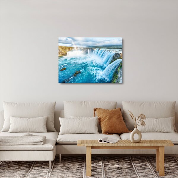 Sklenený obraz - Vodopád Godafoss (70x50 cm)
