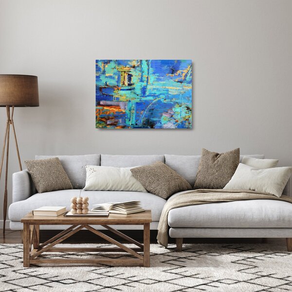 Sklenený obraz - Abstraktné olejomaľba (70x50 cm)