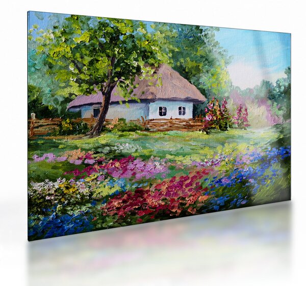 Sklenený obraz - Chalupa (70x50 cm)