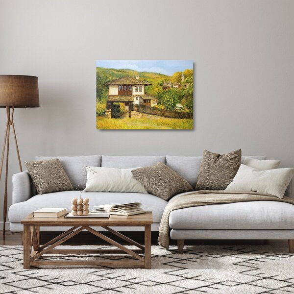 Sklenený obraz - Chalúpky v lete (70x50 cm)
