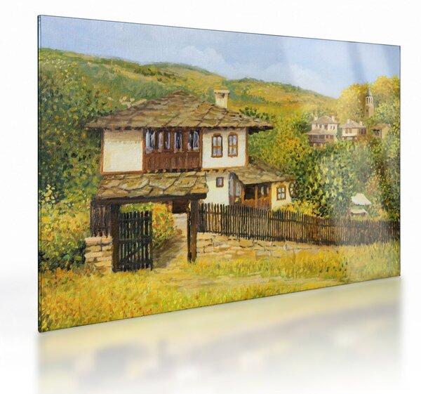 Sklenený obraz - Chalúpky v lete (70x50 cm)