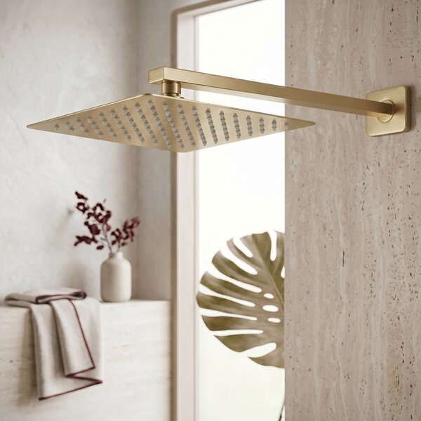 Štvorcová hlavová sprcha REA JS-P015BG 25cm Brush Gold