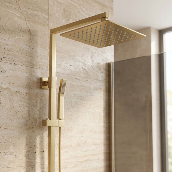 Štvorcová hlavová sprcha REA JS-P015BG 25cm Brush Gold