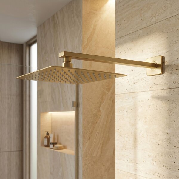 Štvorcová hlavová sprcha REA JS-P015BG 25cm Brush Gold