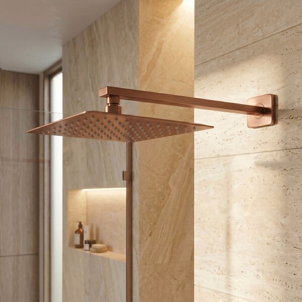 Sprchové rameno štvorcové REA JS-9022BRG 40cm Brush Copper