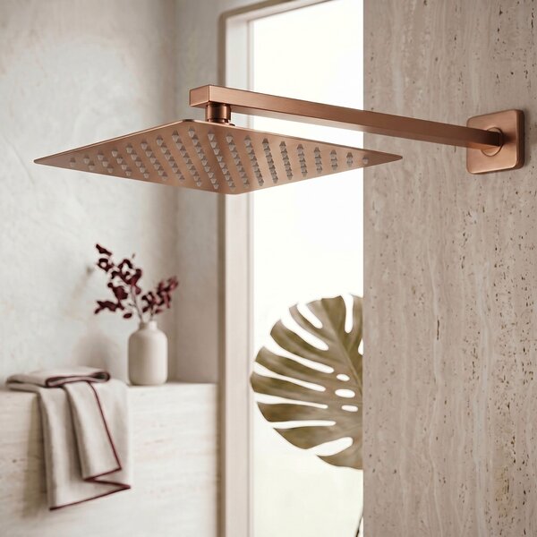 Sprchové rameno štvorcové REA JS-9022BRG 40cm Brush Copper