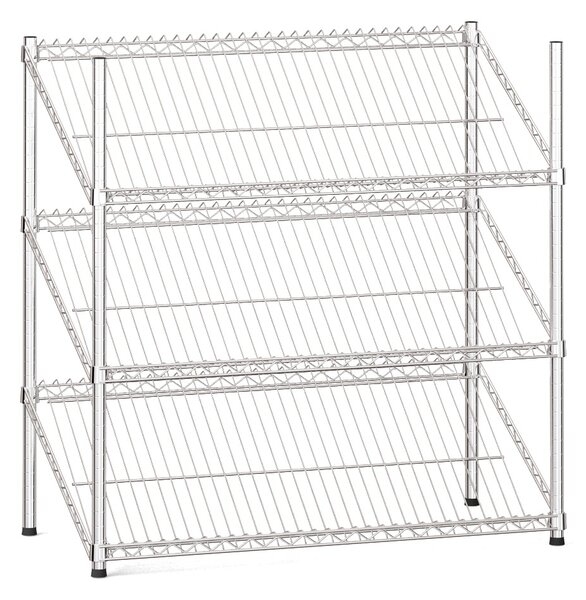 Drôtený regál so šikmými policami, 900 x 900 x 450 mm, 3 police