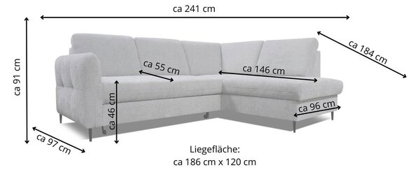 ROHOVÁ SEDAČKA, textil, sivá Hom`in - Sedačky