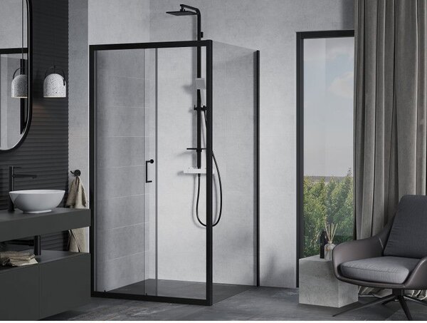 Mexen Apia sprchová kabína posuvná 90 x 90 cm, transparentná, čierna - 840-090-090-70-00