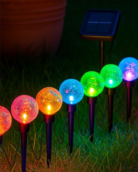 LED RGB Solárne svietidlo 10xLED/1,2V 300 mAh IP44 čierna