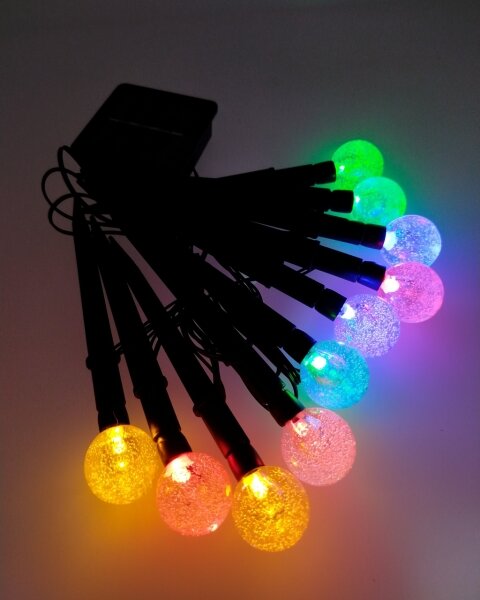 LED RGB Solárne svietidlo 10xLED/1,2V 300 mAh IP44 čierna