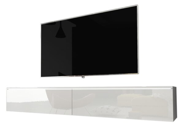 TV stolík MENDES D 180, 180x30x32, biela/biela lesk